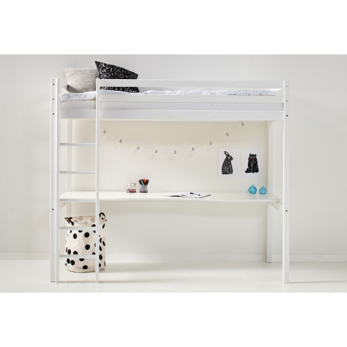 Lit mezzanine avec bureau 90x200cm, Blanc
