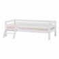 Lit junior 70x160cm avec rail d'échelle et de sécurité, blanc