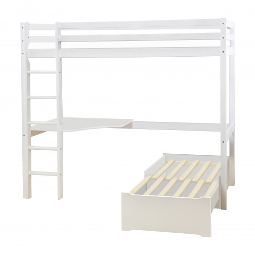 Lit 90x200 mezza superposé bureau, blanc