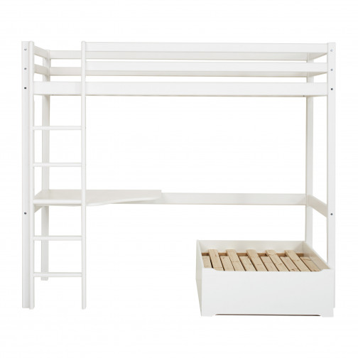 Lit 90x200 mezza superposé bureau, blanc