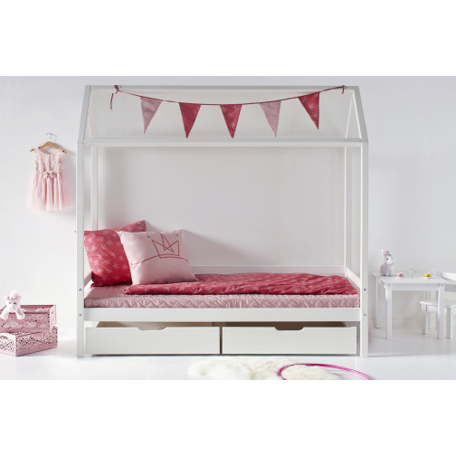 Lit cabane  de couleur 90 x 200 cm - blanc