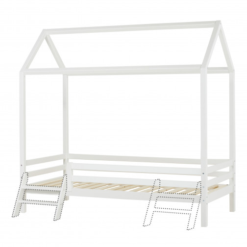 Lit cabane  avec échelle 90 x 200 - Blanc