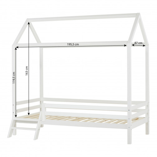 Lit cabane  avec échelle 90 x 200 - Blanc