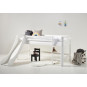 Lit mezzanine  90x200cm avec toboggan, blanc