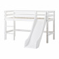 Lit mezzanine  70x160cm avec toboggan, blanc