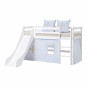 Lit mezzanine  70x160cm avec toboggan, blanc