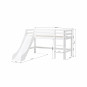 Lit mezzanine  70x160cm avec toboggan, blanc