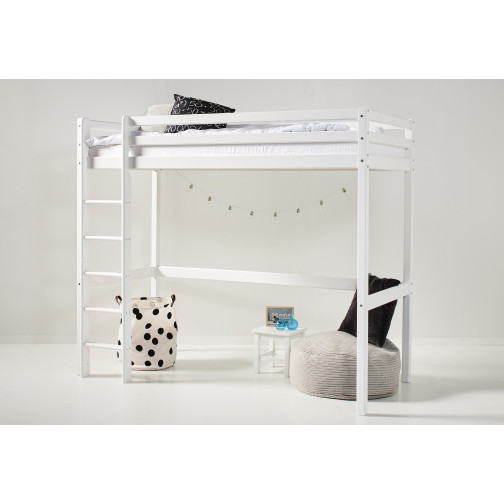 Lit mezzanine haut 90x200 cm, blanc