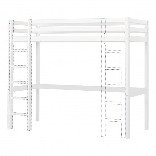 Lit mezzanine haut 90x200 cm, blanc