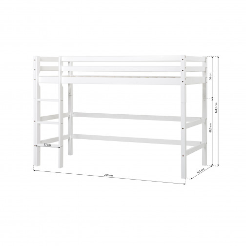 Lit mezzanine 90x200 cm, blanc