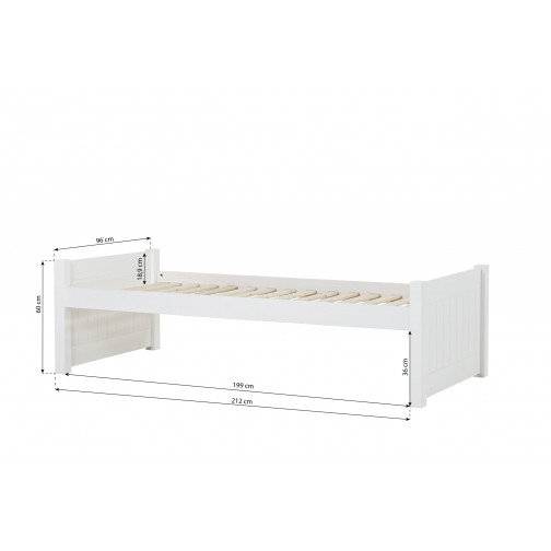 Bed Junior Junior NOAH Deluxe, 2 extrémités de lit moyenne, 90x200cm, Cadre Slat flexible, Blanc