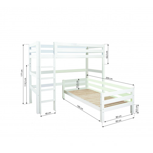 Lit superposé Premium 90x200cm, blanc