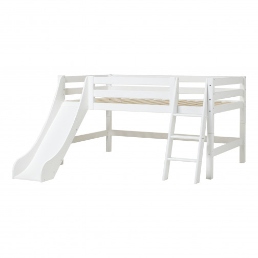 lit mezzanine avec toboggan 90x200cm, blanc