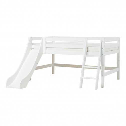 lit mezzanine avec toboggan 90x200cm, blanc