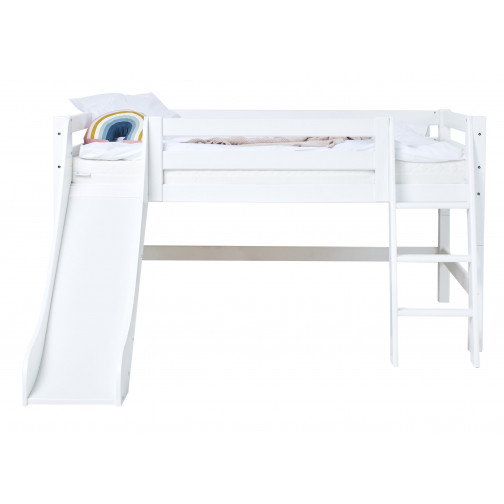 lit mezzanine haut avec toboggan 120 x 200, D42Blanc