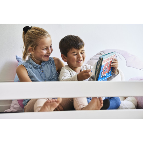 Lit de qualité supérieure 90x200cm avec toboggan, blanc