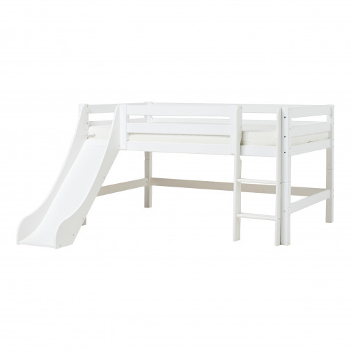lit mezzanine haut avec toboggan et échelle 120 x 200 - Blanc