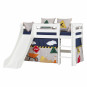 Lit mezzanine 70x160cm avec toboggan, blanc