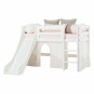 Lit mezzanine 70x160cm avec toboggan, blanc