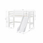 Lit mezzanine 70x160cm avec toboggan, blanc