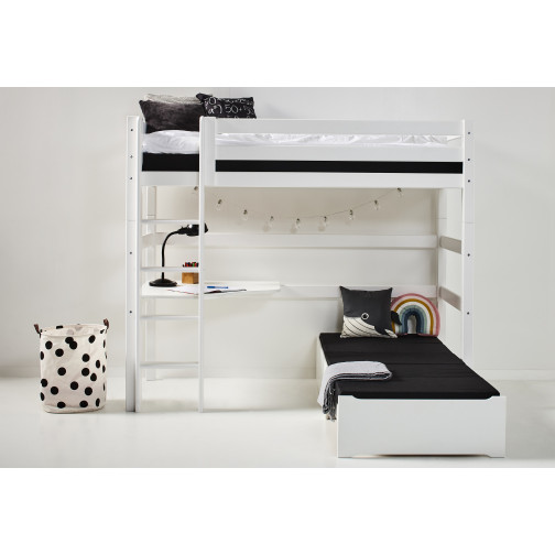 Lit mezza superposé 90x200cm avec bureau, blanc