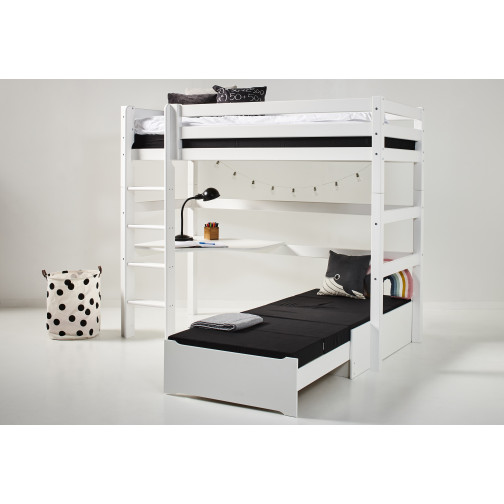 Lit mezza superposé 90x200cm avec bureau, blanc