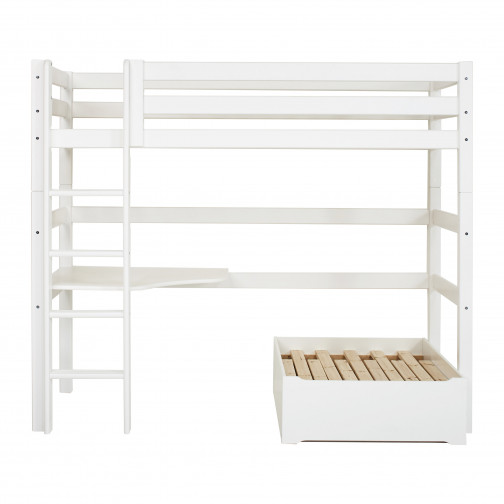 Lit mezza superposé 90x200cm avec bureau, blanc