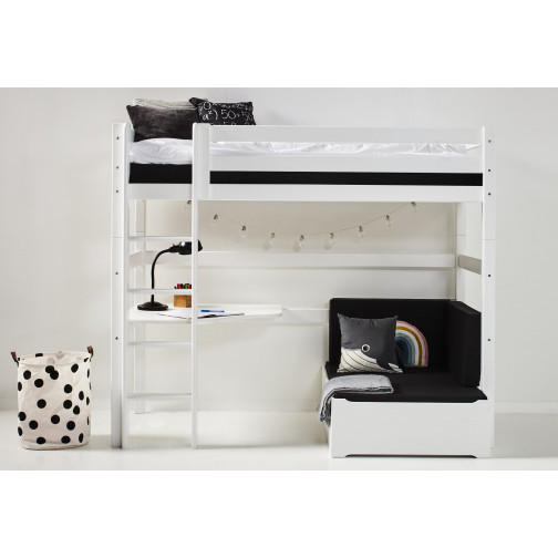 Lit mezza superposé 90x200cm avec bureau, blanc