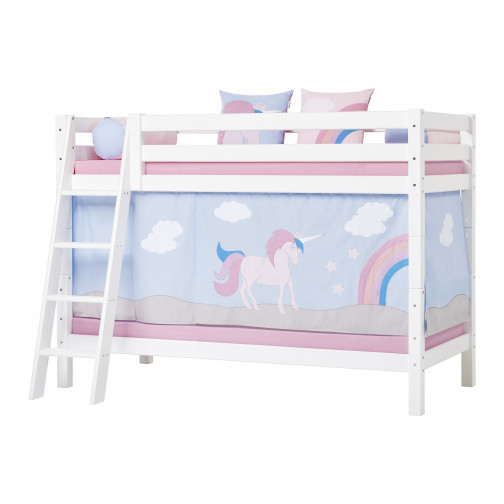 Lit superposé Premium 90x200cm avec échelle inclinée, blanc