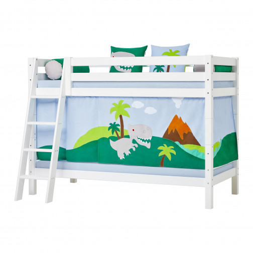 Lit superposé Premium 90x200cm avec échelle inclinée, blanc