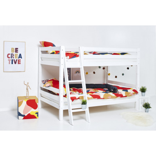 Lit de support avec échelle inclinée 120 x 200 - blanc