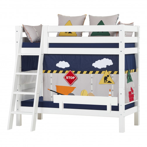 Lit superposé Premium 70x160cm avec échelle inclinée, blanc