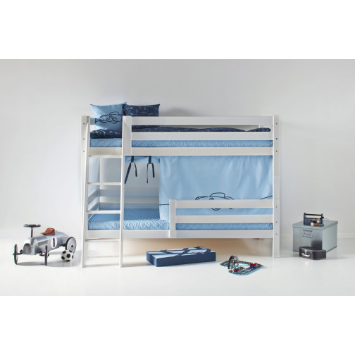 Lit superposé premium 90x200 cm avec deux rails de sécurité, blanc