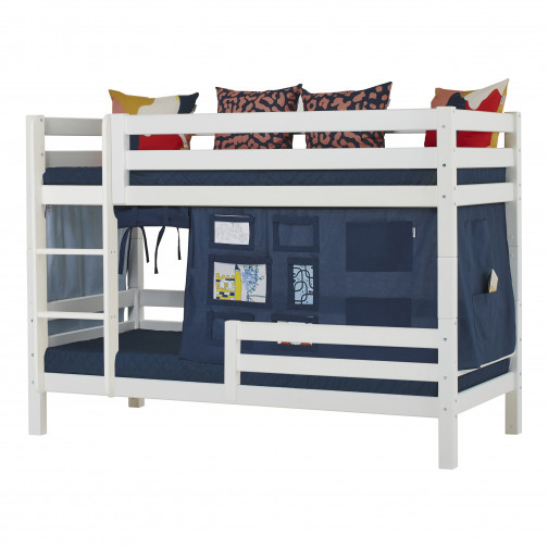 Lit superposé premium 90x200 cm avec deux rails de sécurité, blanc