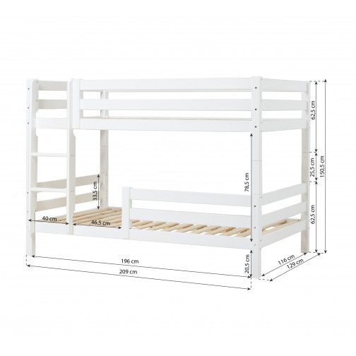 Lit superposé avec barrière 120 x 200 - Blanc
