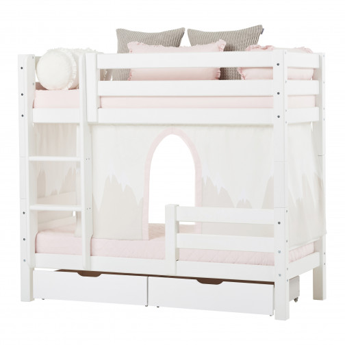 Lit superposé Premium 70x160 cm avec deux rails de sécurité, blanc