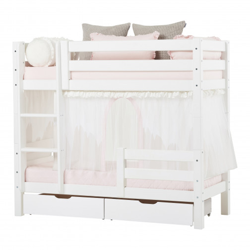 Lit superposé Premium 70x160 cm avec deux rails de sécurité, blanc