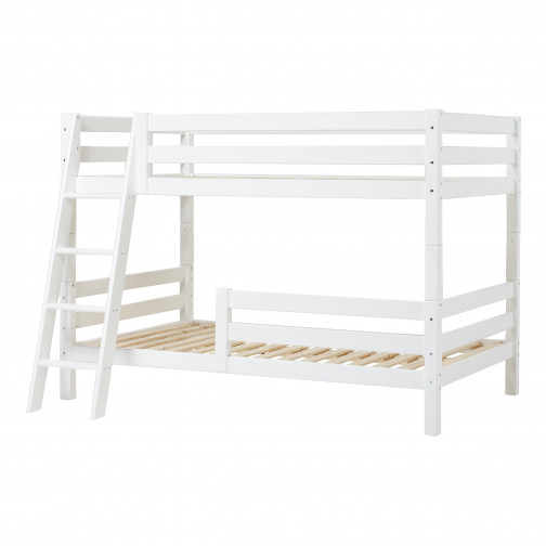 Lit superposé avec échelle inclinable et 120 x 200 - Blanc