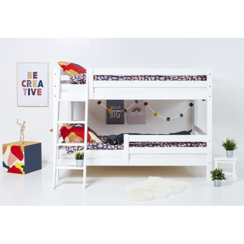 Lit superposé avec échelle inclinable et 120 x 200 - Blanc