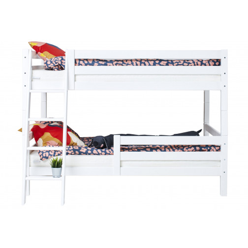 Lit superposé avec échelle inclinable et 120 x 200 - Blanc
