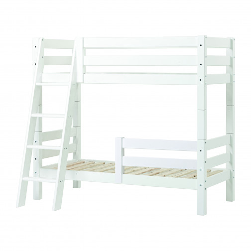 Lit superposé Premium 70x160 cm avec deux rails de sécurité et échelle inclinée, blanc
