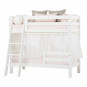 Lit superposé Premium 70x160 cm avec deux rails de sécurité et échelle inclinée, blanc