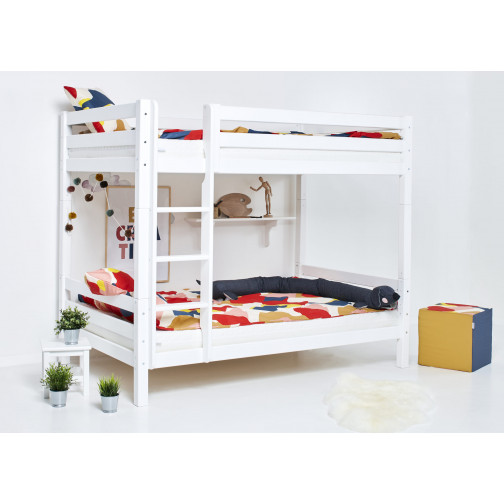 Lit superposé Premium avec échelle 120 x 200 - Blanc