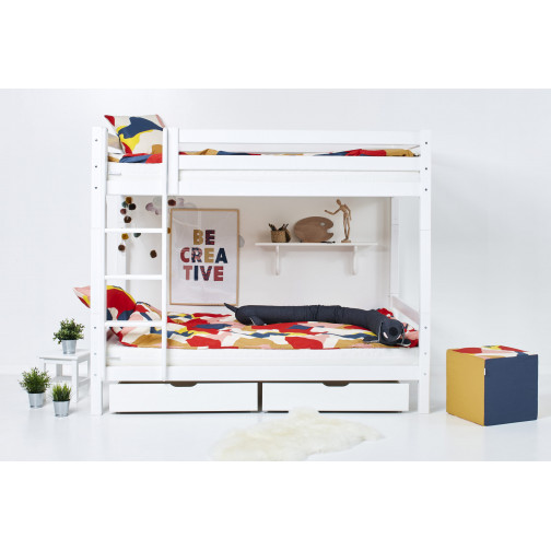 Lit superposé Premium avec échelle 120 x 200 - Blanc