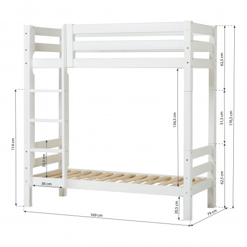Lit superposé Premium  70 x 160 avec échelle - Blanc
