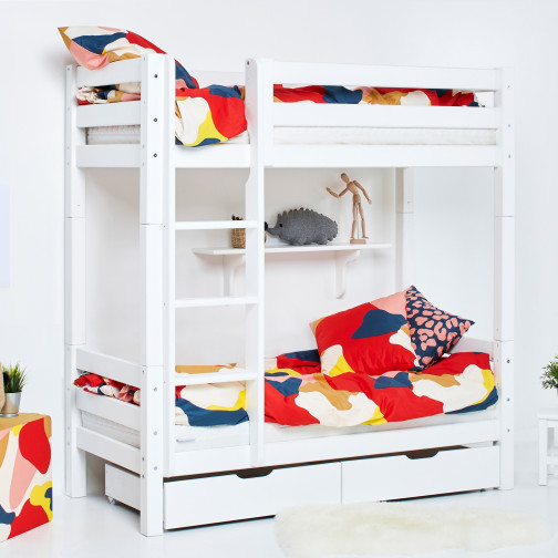 Lit superposé Premium  70 x 160 avec échelle - Blanc