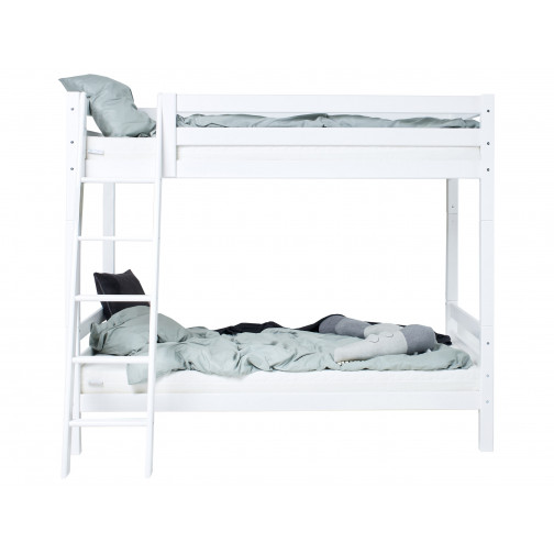 Lit superposé avec échelle inclinée 120 x 200 - blanc