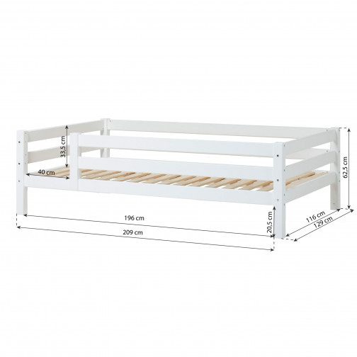 Lit Junior Premium avec  3/4 120 x 200 - Blanc