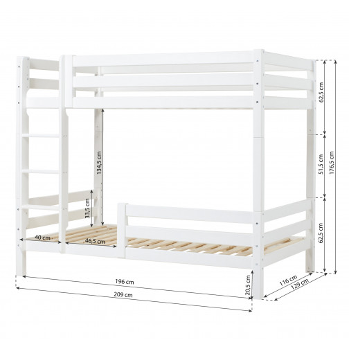 Lit superposé premium 120 x 200 - Blanc