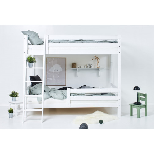 Premium High Lit superposé avec échelle inclinée et  1/2 120 x 200 - Blanc